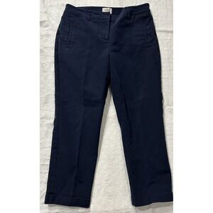 Chicos Pants Womens‎ 0 Navy Blue So Slimming Chino Capri Cuff Stretch Office